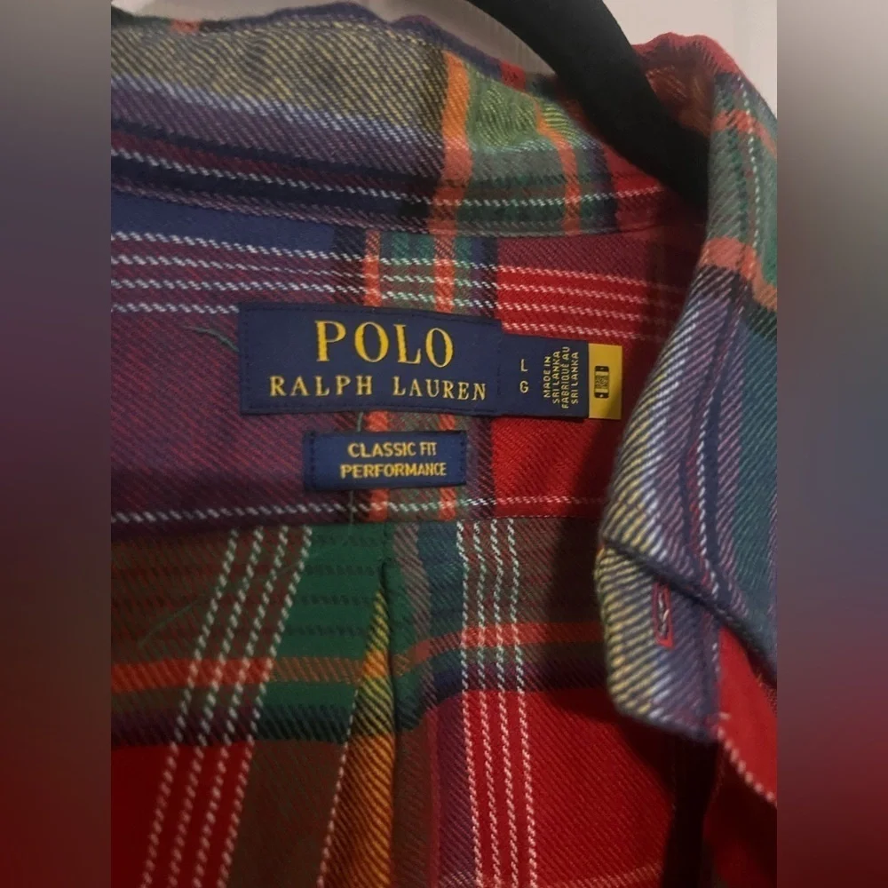 Men's POLO Ralph Lauren Multi-Colored Slim Fit Performance Button Down Flannel